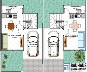 Plantas de sobrados geminados pequenos 5