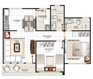 casas com 2 quartos e 1 suíte