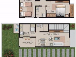 casas com 2 quartos e 1 suíte