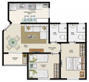 casas com 2 quartos e 1 suíte