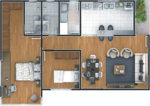 casas com 2 quartos e 1 suíte