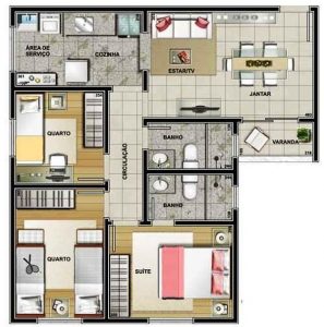 casas com 3 quartos e suíte