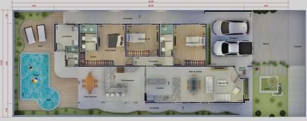 casas com 3 quartos e suíte