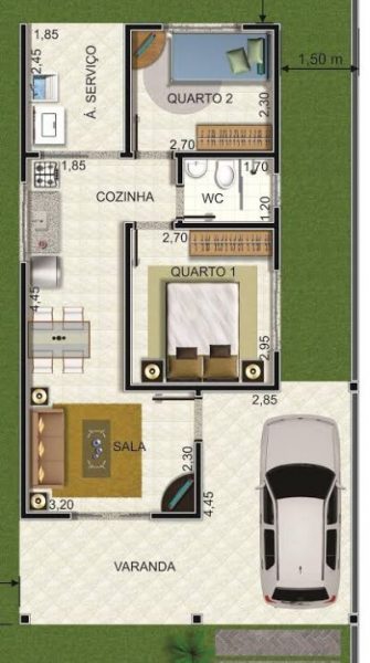 planta de casa 5x15
