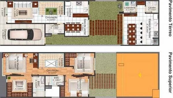 planta casa 5x25 metros