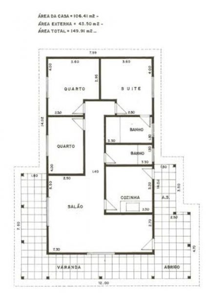 planta casa 5x25 metros
