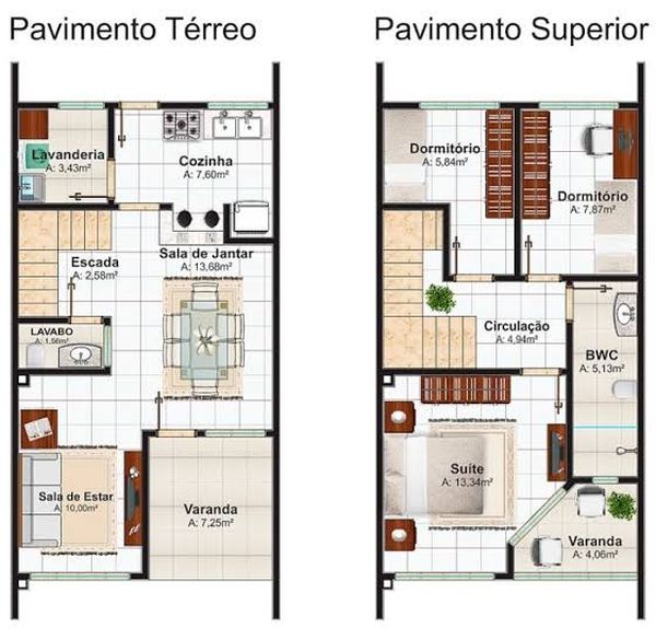 planta casa 5x25 metros