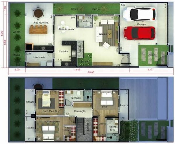 planta de chácara com varanda