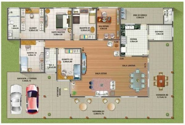 planta de chácara com varanda