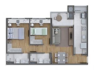 Plantas de Casas 50m2 com 2 Quartos